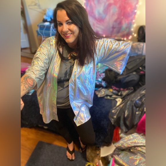1 Etsy ThatElectricTouch Holographic Iridescent Kimonos Fit A Size L Female $135 - Picture 14 of 17